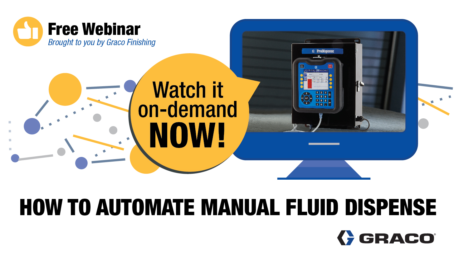 Join Graco Finishing for a free webinar about automating industrial fluid dispense processes for assembly lines and other manufacturing applications.
